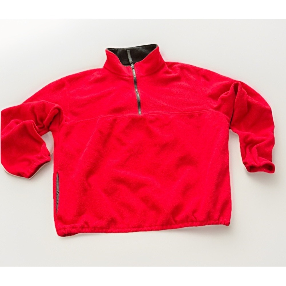 J.Crew Sport‎ Red Fleece Pullover Mens Large 1/4 Zip Vintage
